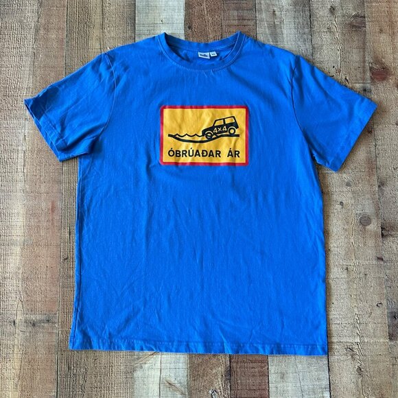 4x4 Öbruadar Ar Blue T-Shirt XL Shop Icelandic Cotton Mens Casual Tee - Picture 1 of 7
